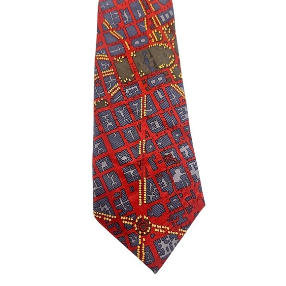 Civitas Other - Civitas Mens Washington DC Map‎ Silk Tie Red Blue Gold Cartography Cityscape